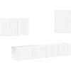 TV staliukas TV sieninio kabineto komplektas 4 pcs Balta Apdirbta mediena