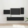 TV staliukas TV sieninio kabineto komplektas 4 pcs Juoda Apdirbta mediena