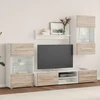 TV staliukas 5 dalių televizoriaus spintelės su LED apšvietimu, sonoma ąžuolas, inžinerinė mediena