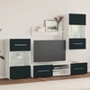 TV staliukas 5 dalių televizoriaus spintelės su LED apšvietimu, matinės indigo spalvos, inžinerinė mediena