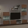 TV staliukas 5 dalių televizoriaus spintelės su LED apšvietimu, dirbtinio ąžuolo spalvos, inžinerinė mediena