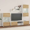 TV staliukas 5 dalių televizoriaus spintelės su LED apšvietimu, dirbtinio ąžuolo spalvos, inžinerinė mediena