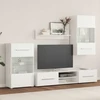 TV staliukas 5 dalių televizoriaus spintelės su LED apšvietimu, matinės baltos spalvos, inžinerinė mediena