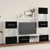 TV staliukas 5 dalių televizoriaus spintelės su LED apšvietimu, matinės juodos spalvos, inžinerinė mediena