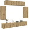 TV staliukas 6 dalių sieninis televizoriaus spintelės komplektas Artisan Oak