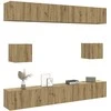 TV staliukas 6 dalių sieninis televizoriaus spintelės komplektas Artisan Oak