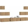 TV staliukas 7 dalių sieninis televizoriaus spintelės komplektas Artisan Oak