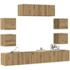 TV staliukas 7 dalių sieninis televizoriaus spintelės komplektas Artisan Oak