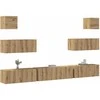 TV staliukas 7 dalių sieninis televizoriaus spintelės komplektas Artisan Oak
