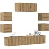 TV staliukas 7 dalių sieninis televizoriaus spintelės komplektas Artisan Oak
