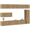 TV staliukas 7 dalių sieninis televizoriaus spintelės komplektas Artisan Oak