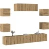 TV staliukas 7 dalių sieninis televizoriaus spintelės komplektas Artisan Oak