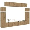 TV staliukas 8 dalių sieninis televizoriaus spintelės komplektas Artisan Oak