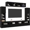 TV staliukas TV spintelių komplektas 6 pcs juoda ąžuolo Apdirbta mediena