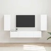 TV staliukas TV sieninio kabineto komplektas 4 pcs Balta Apdirbta mediena