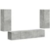 TV staliukas TV sieninio kabineto komplektas 4 pcs Betono pilka