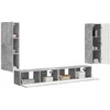 TV staliukas TV sieninio kabineto komplektas 4 pcs Betono pilka