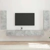 TV staliukas TV sieninio kabineto komplektas 4 pcs Betono pilka