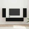 TV staliukas TV sieninio kabineto komplektas 4 pcs Juoda Apdirbta mediena