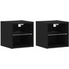 TV staliukas LED sieninis šoninis stalelis 2 pcs Juoda 30 x 28,5 x 30 cm