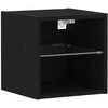TV staliukas LED sieninis šoninis stalelis 2 pcs Juoda 30 x 28,5 x 30 cm
