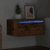 TV staliukas Prie sienos montuojama naktinė spintelė su LED, senos medienos