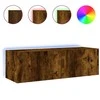 TV staliukas Sieninė TV spintelė su LED lemputėmis, dūminė, 100x35x31cm