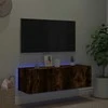 TV staliukas Sieninė TV spintelė su LED lemputėmis, dūminė, 100x35x31cm