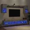 TV staliukas Sieninė TV sekcija su LED, 6 dalių, betono, apdirbta mediena