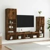 TV staliukas Sieninė TV sekcija su LED, 4 dalių, dūminio ąžuolo, mediena
