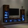 TV staliukas Sieninė TV sekcija su LED, 4 dalių, dūminio ąžuolo, mediena