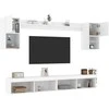 TV staliukas Sieninė TV sekcija su LED, 6 dalių, balta, apdirbta mediena