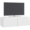 TV staliukas Sieninė TV spintelė Itin blizgi balta 98 x 41 x 30 cm