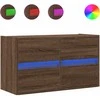 TV staliukas Sieninė TV spintelė su LED lemputėmis, ruda ąžuolo, 80x31x45cm