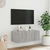 TV staliukas Sieninė TV spintelė su LED lemputėmis, pilka ąžuolo, 80x35x31cm