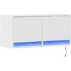 TV staliukas Sieninė TV spintelė su LED lemputėmis, balta, 80x31x35cm