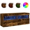 TV staliukas Sieninė TV spintelė su LED lemputėmis, dūminė, 100x30x40cm