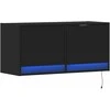 TV staliukas Sieninė TV spintelė su LED lemputėmis, juoda, 80x31x35cm