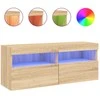 TV staliukas Sieninė TV spintelė su LED lemputėmis, ąžuolo, 100x30x40cm