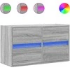 TV staliukas Sieninė TV spintelė su LED lemputėmis, pilka ąžuolo, 80x31x45cm