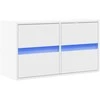 TV staliukas Sieninė TV spintelė su LED lemputėmis, balta, 80x31x45cm