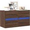 TV staliukas Sieninė TV spintelė su LED lemputėmis, ruda ąžuolo, 80x31x45cm