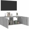 TV staliukas Sieninė TV spintelė su LED lemputėmis, pilka ąžuolo, 80x35x31cm
