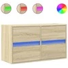 TV staliukas Sieninė TV spintelė su LED lemputėmis, ąžuolo, 80x31x45cm