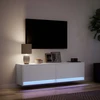 TV staliukas Sieninė TV spintelė su LED lemputėmis, balta, 140x31x38cm