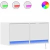 TV staliukas Sieninė TV spintelė su LED lemputėmis, balta, 80x31x35cm