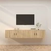 TV staliukas Sieninės televizoriaus spintelės, 2vnt., ąžuolo, 100x34,5x40cm