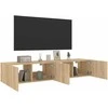 TV staliukas Sieninės TV spintelės su LED, 2vnt., sonoma ąžuolo, 80x35x31cm