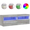 TV staliukas Sieninės TV spintelės su LED, 2vnt., pilka ąžuolo, 60x30x40cm