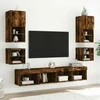 TV staliukas Sieninės TV spintelės su LED, 2vnt., dūminės, 30x28,5x30cm